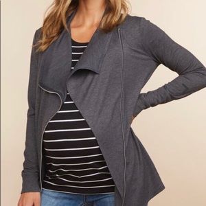 Side zip front maternity jacket